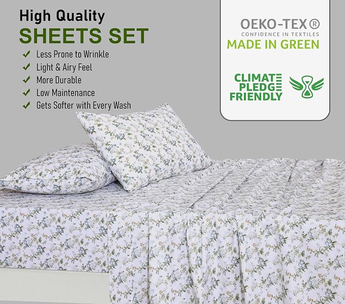 RUVANTI 100% Cotton Sheets – California King Percale Bedding, Cooling & - Image 7
