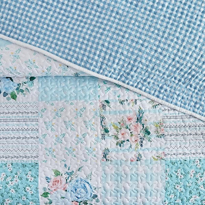 Joyreap 3 Pieces Floral Patchwork Quilt Set California King, 102x114 inches- - Image 7