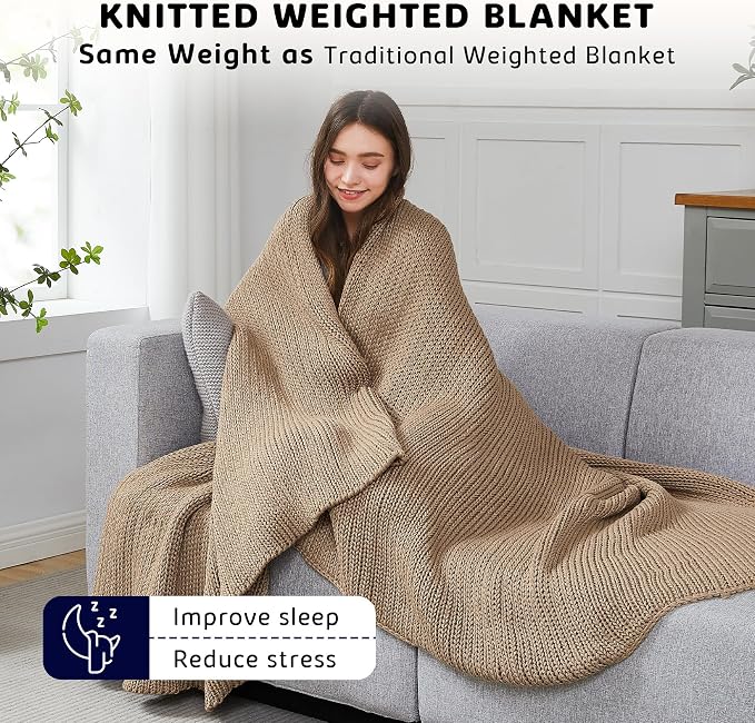L'AGRATY Knitted Weighted Blanket - Image 3