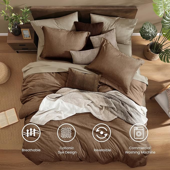Monbix King Size Comforter Set, King Comforter Set 7 Pieces, Cationic Dyeing - Image 2