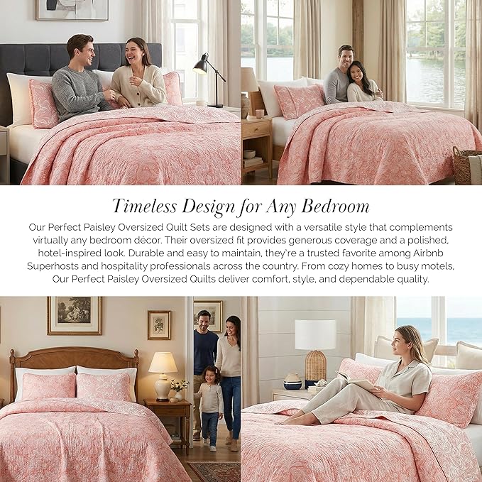 Southshore Fine Living, Inc. Paisley Quilt Set King/California Size, Light - Image 6