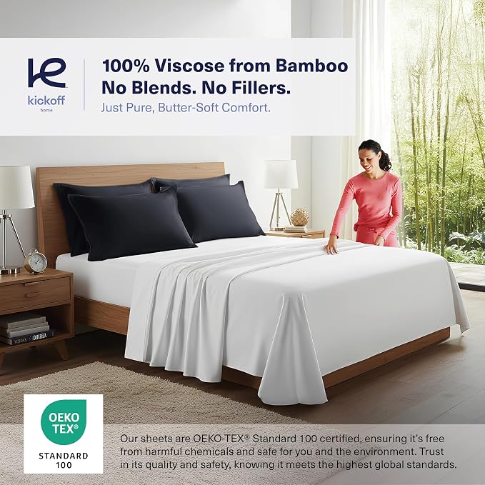 Kickoff Viscose Bamboo Pillowcase, 100% Organic Hidden Zippered Viscose Bamboo - Image 2