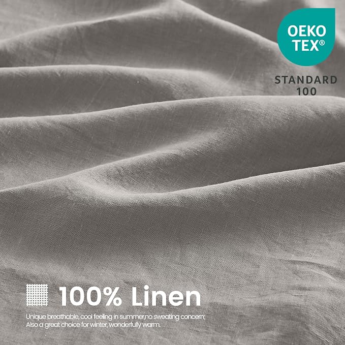 Simple&Opulence 100% Linen Duvet Cover Set 3pcs Basic Style Natural French - Image 2