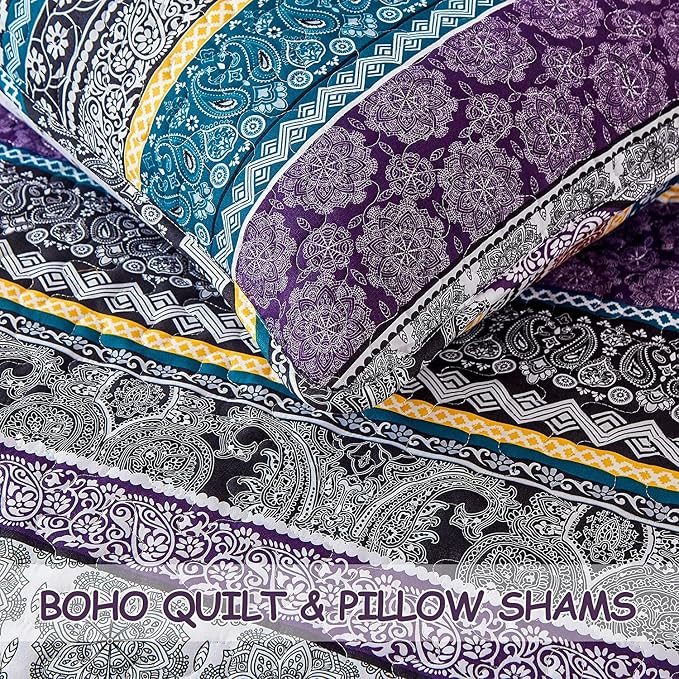 WONGS BEDDING Boho Quilt Set California King Size, Lightweight Bedspread - Image 7