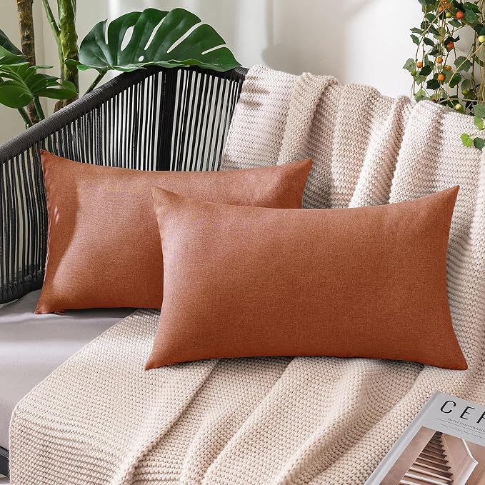 MIULEE Pack of 2 Decorative Outdoor Solid Waterproof Throw Pillow Covers Faux by MIULEE