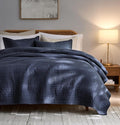 palassio Striped Navy Blue 100% Cotton Quilt Twin Size Bedding Sets, by PALASSIO