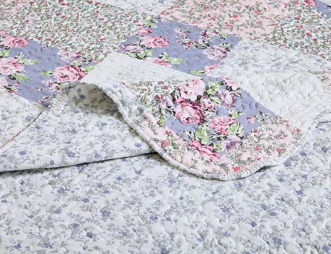 Brilliant Sunshine Roses Toile Quilt Set, 3-Piece Bedding Sets Traditional - Image 5