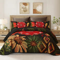 Tyrot 3 Piece Black Red Boho Floral Quilt Sets Full/Queen Farmhouse Reversible by TyrotHomeDecor