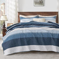 Andency Navy Blue Striped Quilt Queen, 3 Pieces Patchwork Bedspread Coverlet Set by Andency