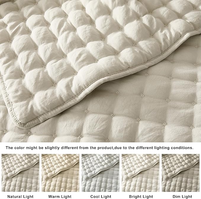 WDCOZY Beige Twin Quit Size Bedding Sets - Image 2