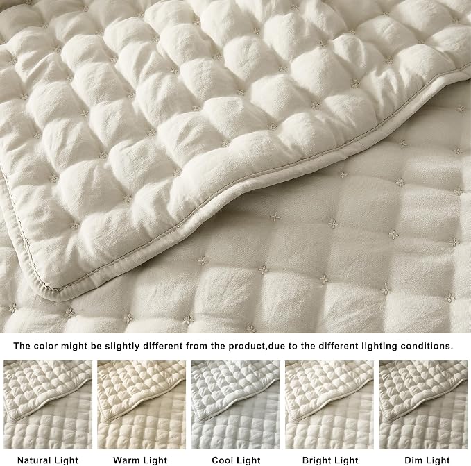 WDCOZY Beige King Size Quilt Bedding Sets - Image 2