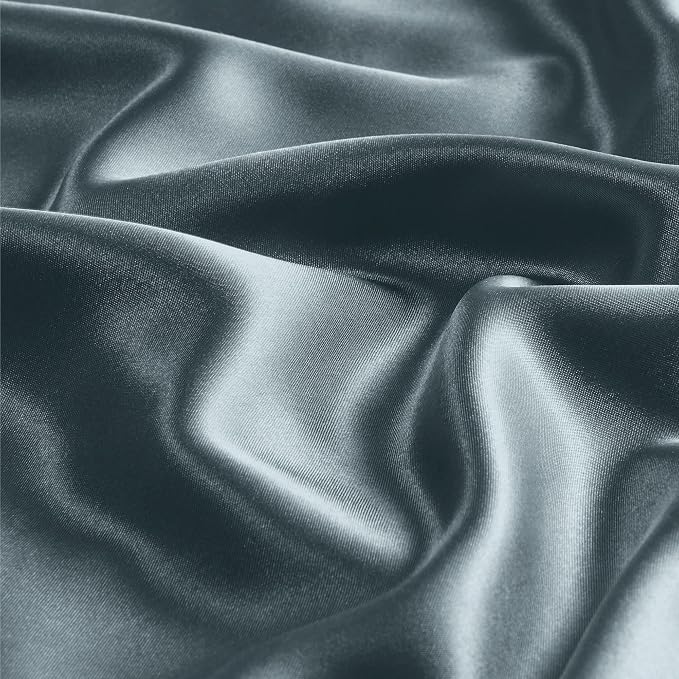 BEDELITE Satin Pillowcase with Zipper, Space Grey Pillow Cases Queen Size Set - Image 3