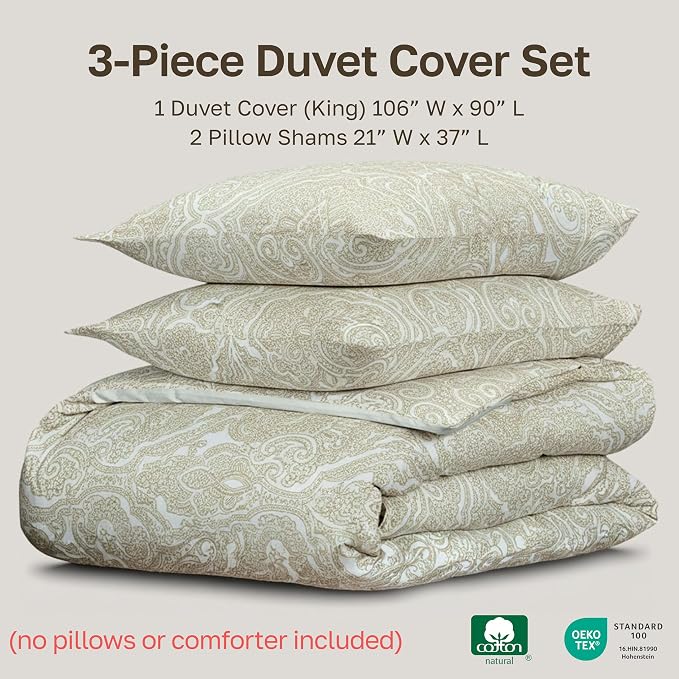 California Design Den 3 Piece King Size Duvet Cover Set, 400 Thread Count 100% - Image 5