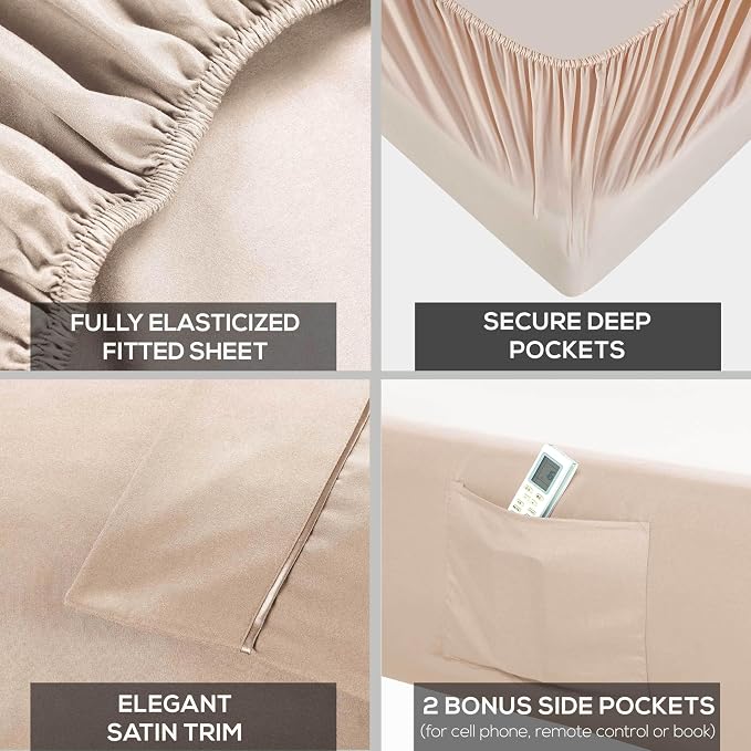 Mueller Ultratemp King Size Sheets Set, Super Soft 1800, 6 Piece, Deep Pocket - Image 4
