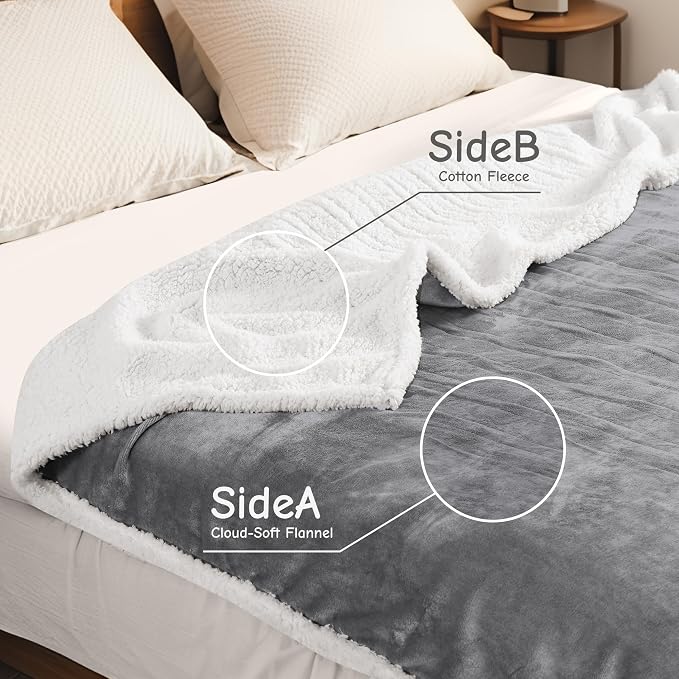 Electric Heated Blanket Throw Size 50"x60", Soft Flannel - Image 2