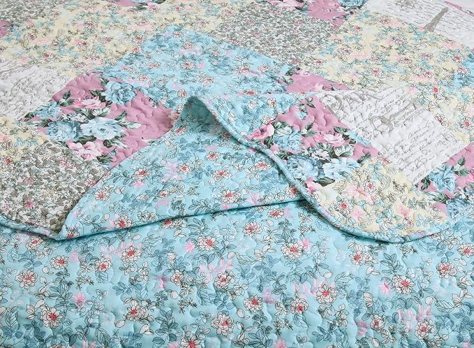 Brilliant Sunshine Lilac Rose Toile Quilt Set, 2-Piece Bedding Sets, - Image 5