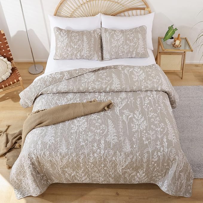 JANZAA Twin Quilt Oatmeal Quilt Bed Spread Boho Quilt - Image 7