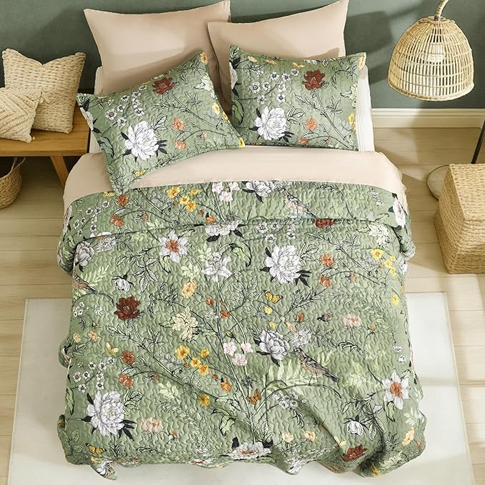 Litanika Floral Green Quilt Queen Size - Image 4