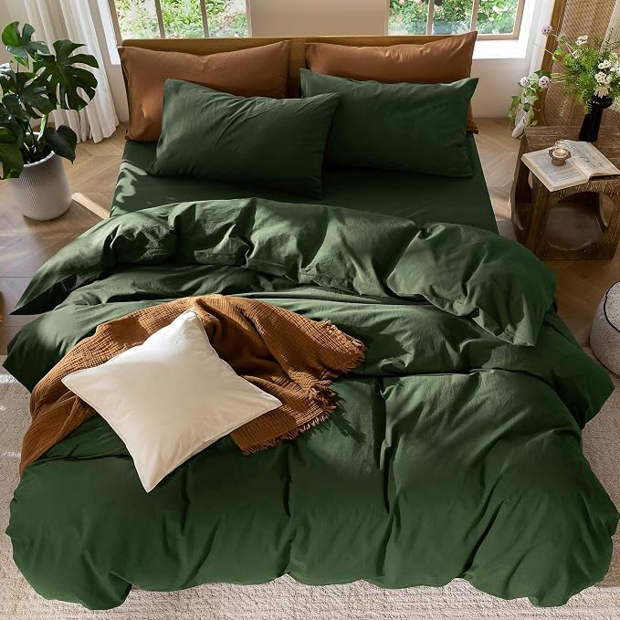 MooMee Bedding Duvet Cover Set 100% Washed Cotton Linen Like Textured - Image 5