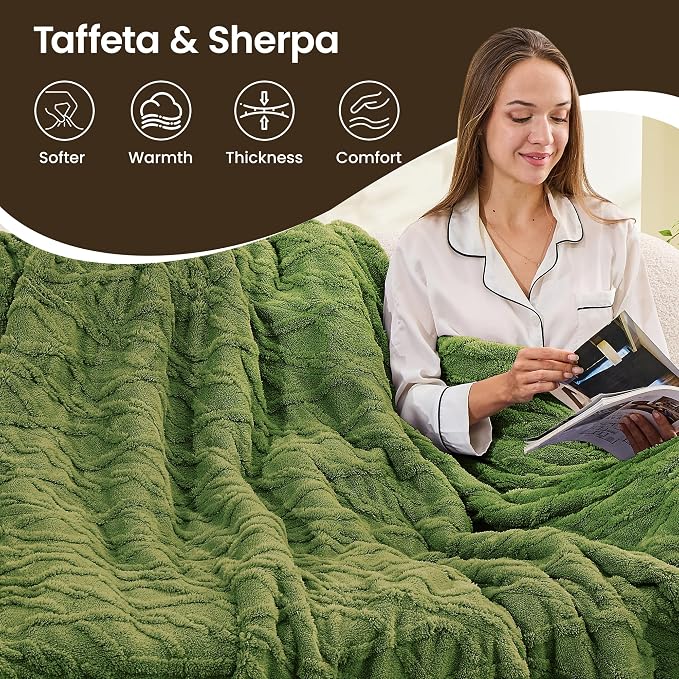 Heated Blanket Electric Blanket 62"x84", Soft Taffeta Sherpa Electric Throw - Image 5