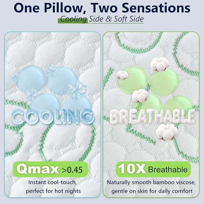 Shredded Memory Foam Pillows, Cooling Pillows King Size Set of 2 Adjustable - Image 7