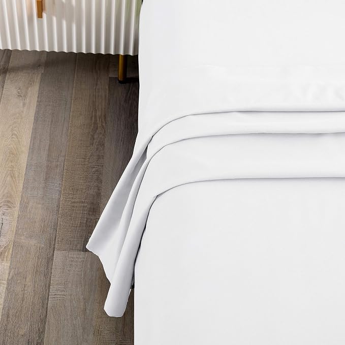 Sfoothome White Flat Sheet, Ultra Soft and Comfortable Microfiber Top Sheet - Image 2