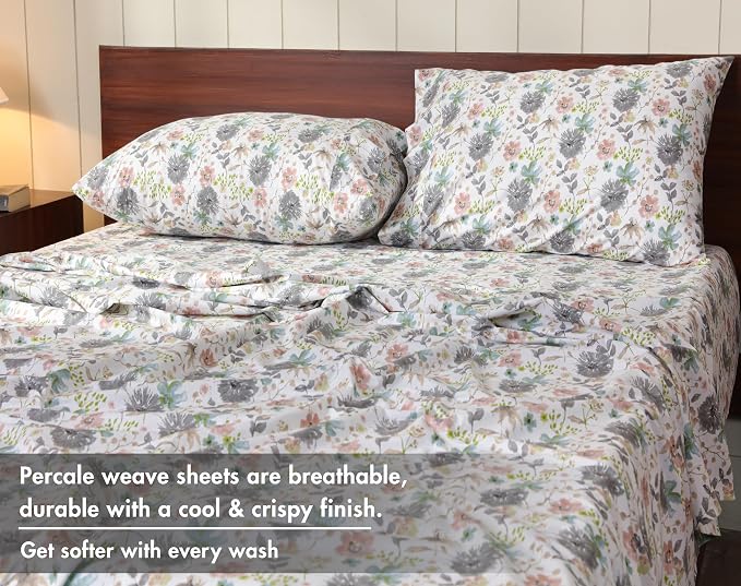 RUVANTI 100% Cotton Sheets – Twin Size Percale Bedding, Cooling & Breathable - Image 4