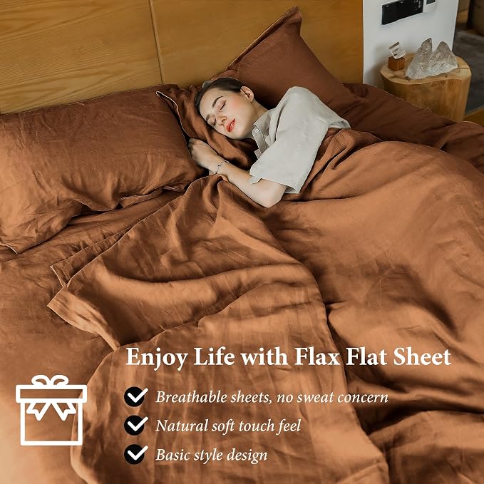 Simple&Opulence French Linen Flat Sheet, 100% Natural Flax Bedding Sheet - Image 3