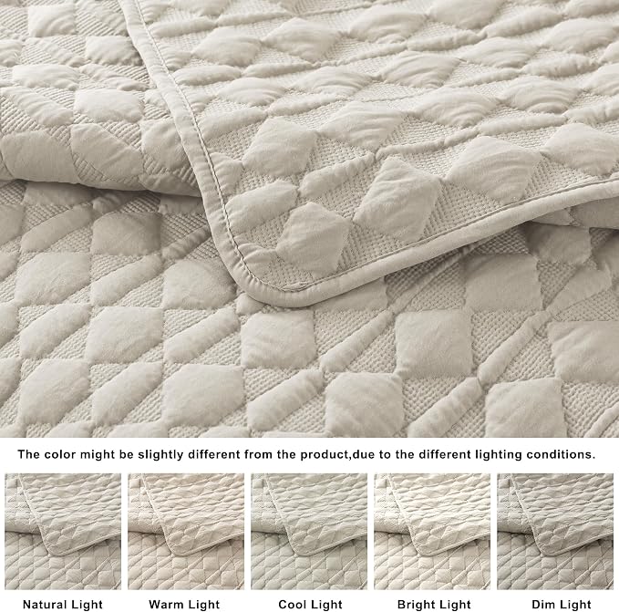 WDCOZY Light Beige Twin Size Quit Bedding Set - Image 5
