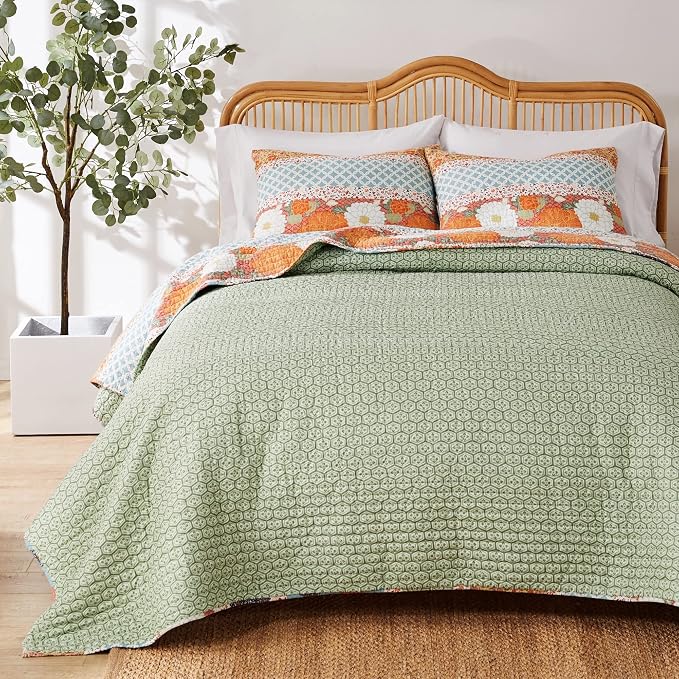 Greenland Home Carlie Modern Floral Reversible Quilt Set, 2-Piece Twin - Image 3