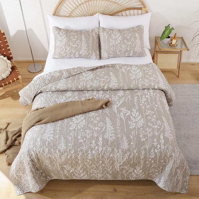 JANZAA Quilts Queen Size Oatmeal Bed Spread - Image 7