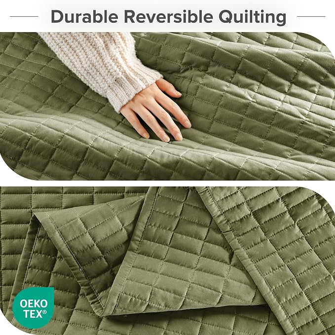 Comfort Spaces Queen Quilt Set Modern Reversible Plaid Coverlet Full Bedding - Image 5