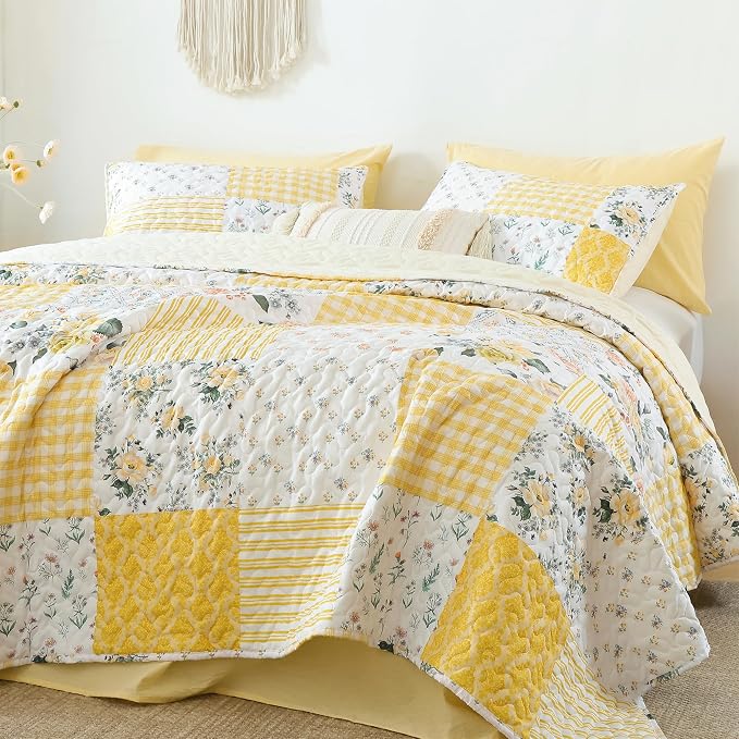 YIKUSH Quilt Sets King Size Floral Quilt Set 3 Pieces Bedding Set Bedspreads - Image 4