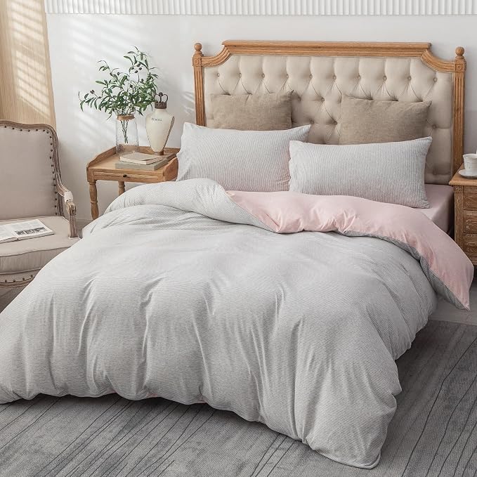 PURE ERA Jersey Knit Duvet Cover Set 100% T-Shirt Heather Cotton Super Soft - Image 4