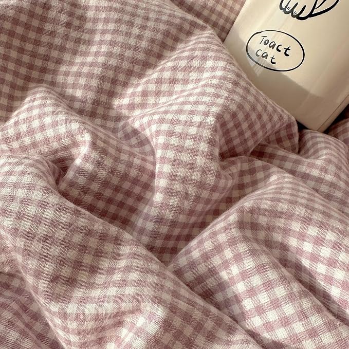 mixinni Purple White Gingham Duvet Cover Full Size - Image 9