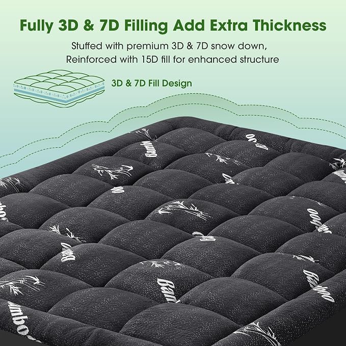 Mattress Pad King Size, Cooling Pillow Top Mattress Topper, Ultra Soft Viscose - Image 6