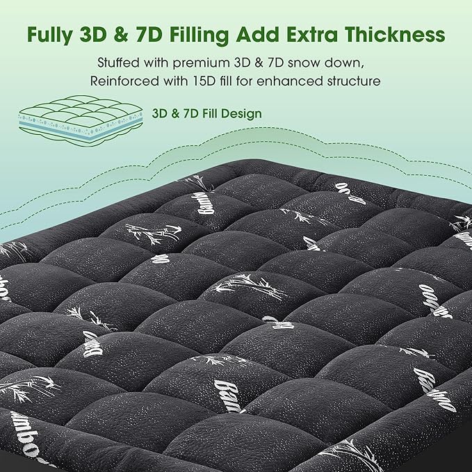 Mattress Pad Full Size, Cooling Pillow Top Mattress Topper, Ultra Soft Viscose - Image 6