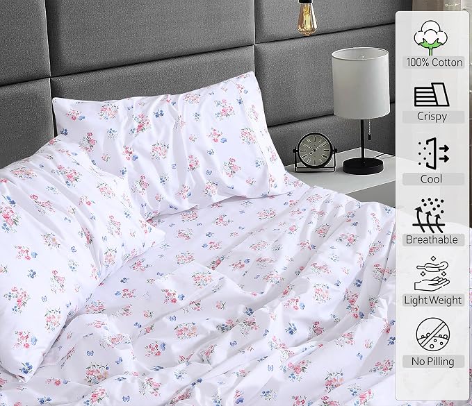 RUVANTI 100% Cotton Sheets – Queen Size Percale Bedding, Cooling & Breathable - Image 3