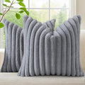 decorUhome Cozy Faux Fur Throw Pillow Covers 22x22 Set of 2 Decorative Soft by decorUhome