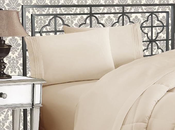 Elegant Comfort Luxurious 1500 Premium Hotel Quality Microfiber Three Line by ELEGANTCOMFORT