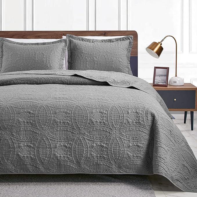 Love's cabin Quilts for Queen Bed Grey Bedspreads by Lovescabin