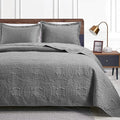 Love's cabin Oversized King Size Quilt Bedding Set Grey Bedspreads by Lovescabin
