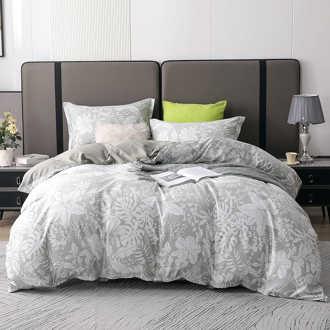 OAITE Duvet Cover Set Queen Size Floral Pattern 600 Thread Count Ultra Soft by OAITE
