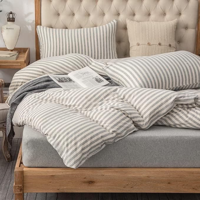 PURE ERA Jersey Knit Duvet Cover Set 100% T-Shirt Heather Cotton Super Soft by PUREERA