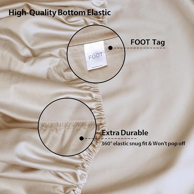 King Size Fitted Sheet Only Beige, 100% Egyptian Cotton 600 Thread Count - Image 5