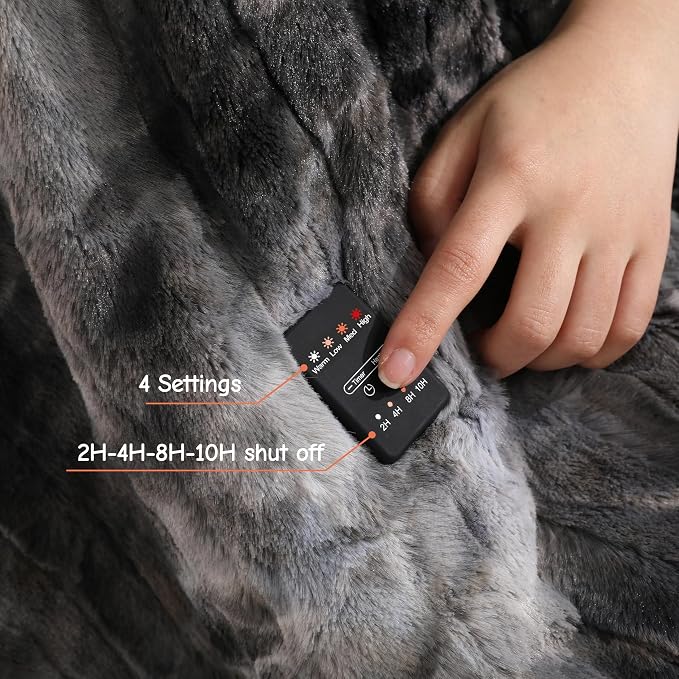 Soypipo Electric Heated Throw Blanket 50"x60", Faux Fur Plush - Image 2