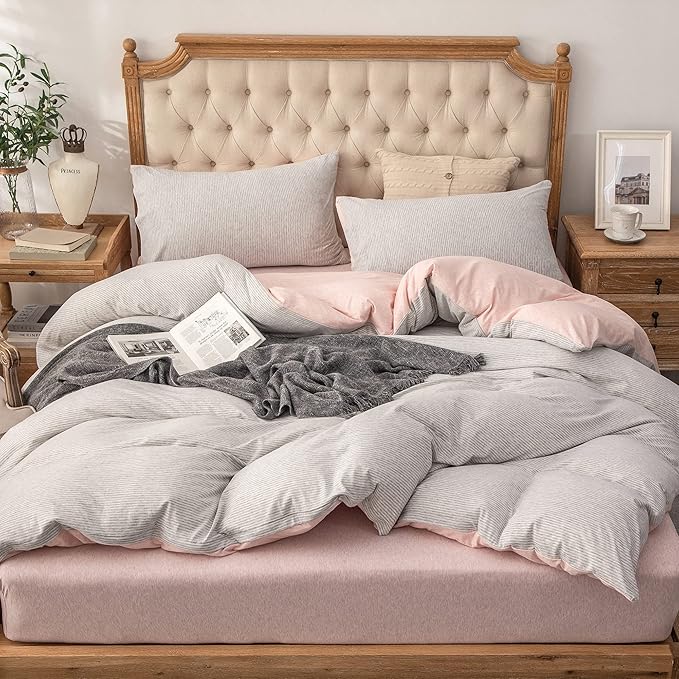 PURE ERA Jersey Knit Duvet Cover Set 100% T-Shirt Heather Cotton Super Soft - Image 6