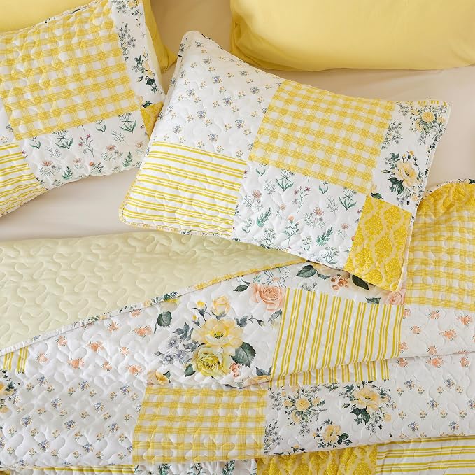 YIKUSH Quilt Sets King Size Floral Quilt Set 3 Pieces Bedding Set Bedspreads - Image 3