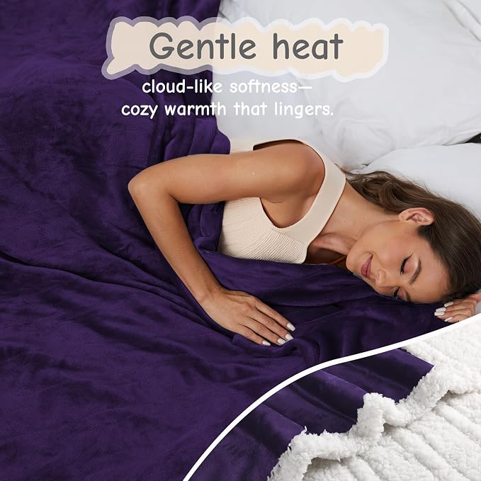Electric Heated Blanket Queen Size 84"x90", Soft Flannel - Image 3