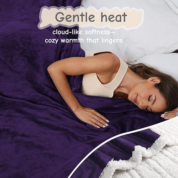 Electric Heated Blanket Throw Size 50"x60", Soft Flannel - Image 3